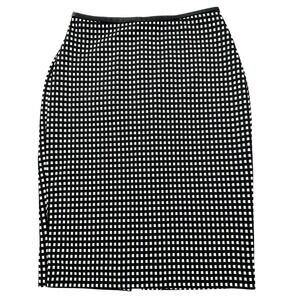 EXPRESS Women's 0 Black & White Windowpane Check Twill Knee Length Pencil Skirt